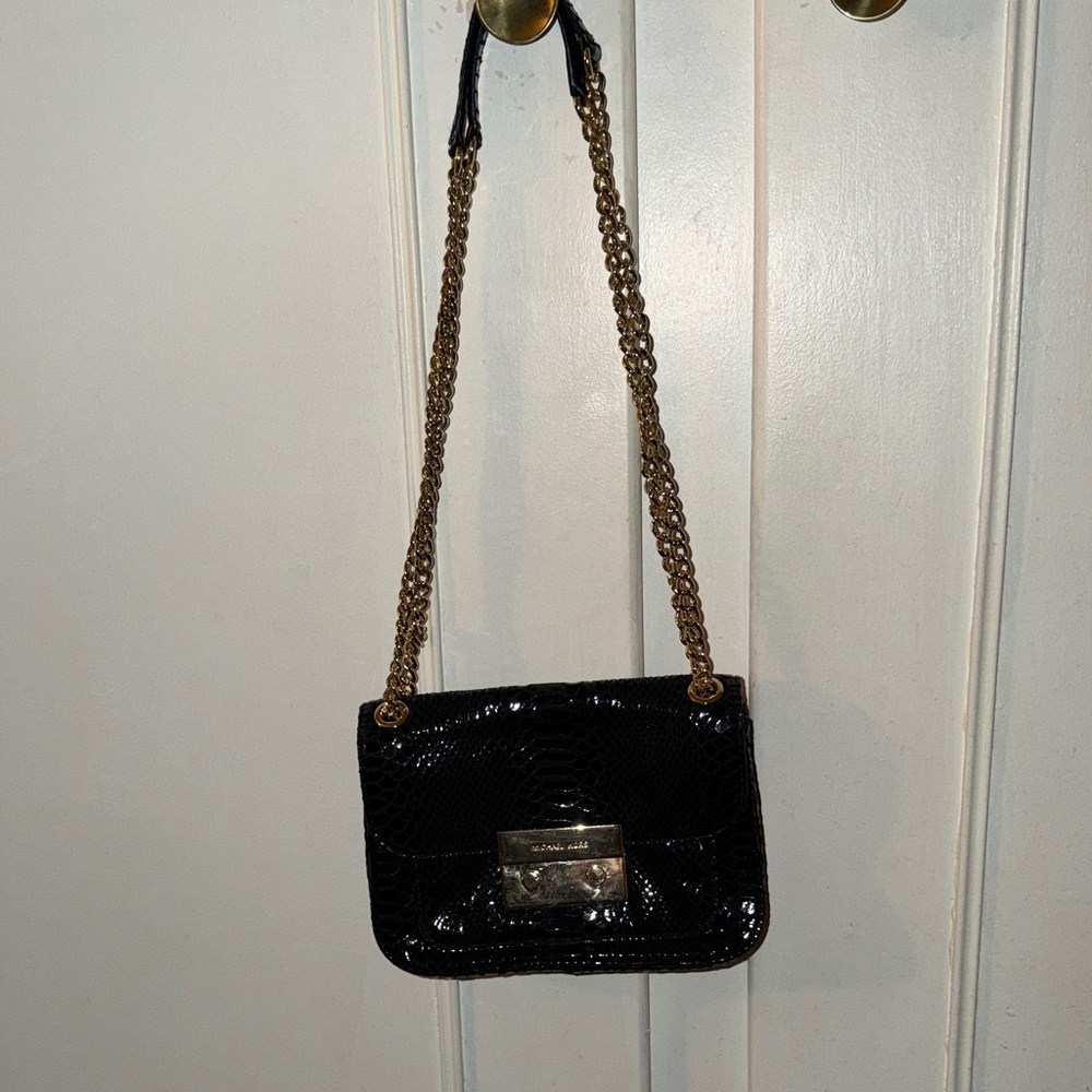 Michael Kors Black Crossbody Bag with Gold Chain